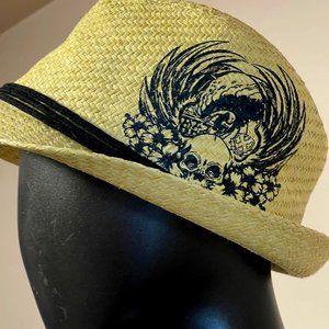 #0250 Explicit Men's Fedora Hat with Skull and Wings Emblem